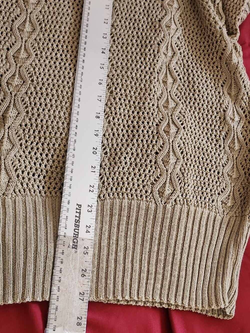 Stitches Taupe Open-Knit Crewneck Sweater - Picture 10 of 10